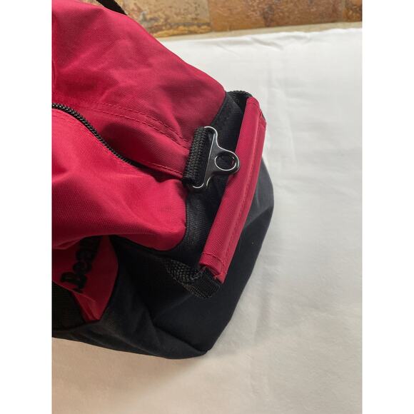 L.L.Bean Duffle Bag Red & Black Nylon Travel Gym Tote Tyler Name Embroidered - Picture 6 of 9